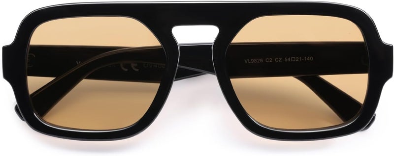 VANLINKER Oversized Retro Square Aviator Sunglasses for Women Men 70s Vintage Style Trendy Big Flat Top Sun Glasses VL9826 - Image 3